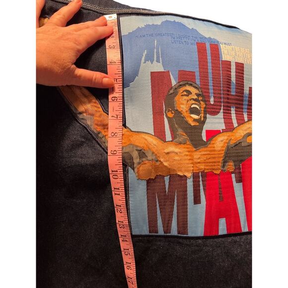 Vtg 90s Y2k Platinum Fubu Muhammad Ali Oversized Denim Jacket Sz L Hip Hop FLAWS - Picture 4 of 15